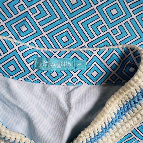 J. MCLAUGHLIN Ginny Sheath Dress Size Medium Neo Diamond Quilt Crochet Coastal - Picture 5 of 6